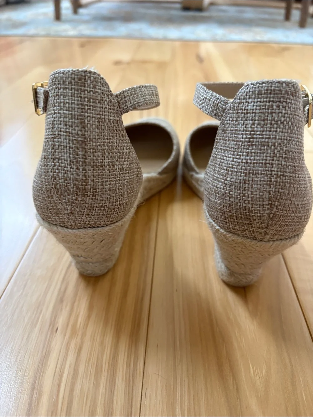 Talbots Neutral Tweed Espadrille Wedge Sandals - Neutral Beige Size 8 M